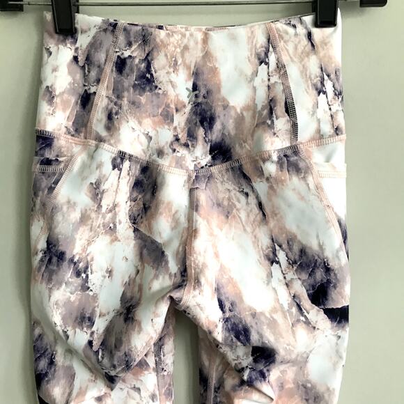 Old Navy High Rise Go Dry Powersoft Leggings Activewear XS Pink Purple Marble - Picture 4 of 7
